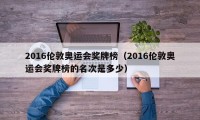 2016伦敦奥运会奖牌榜（2016伦敦奥运会奖牌榜的名次是多少）